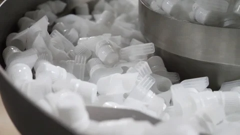 Doy-pack plastic cap production process. Stock Footage 107269955