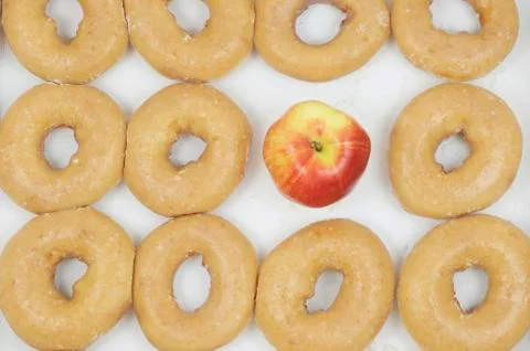 Dozen Donuts With Apple 스톡 사진