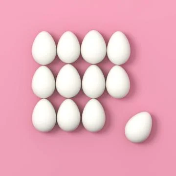 Dozen of eggs on pink background Stock Illustration