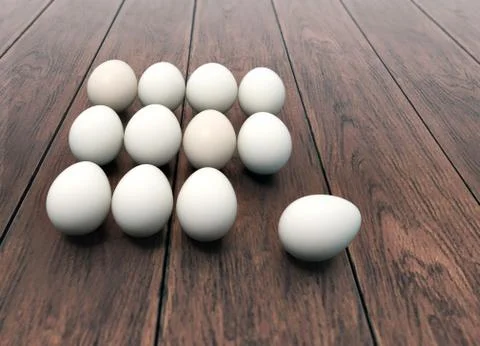 Dozen of eggs on wooden background Stock Illustration
