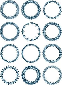 Dozen of elegant round frames Stock Illustration