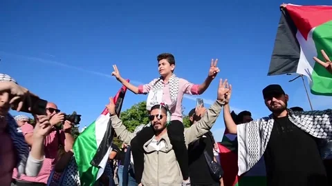 Dozens of people demonstrate in Sofia in support of Palestine, Sofía, BG - 13 Oc Stock-Footage 252928416