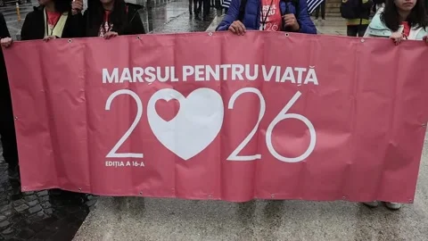 Dozens of people protested in Bucharest against abortion, Bucarest, RO - 28 Mar  Stock-Footage 331666068