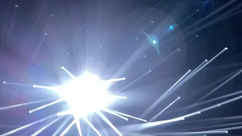 Dozens of sharp white light beams move through a dark space in a club. Video stock 201459328