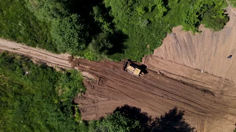 Dozer during clearing forest for construction new road. Stock Footage 156626714