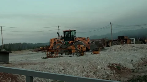 Dozer during clearing forest for construction new road . Stock Footage 163715308