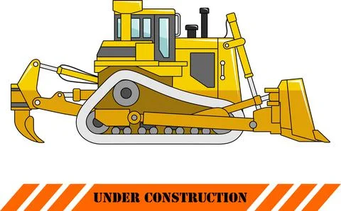 Dozer isolated on white background in flat style. Heavy construction machine. Stock Illustration
