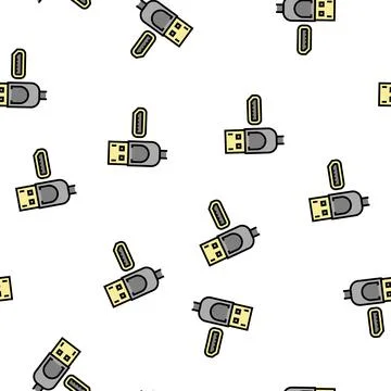 Dp displayport vector seamless pattern Stock Illustration