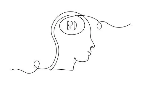 DPD concept with human head. One continuous line drawing of bipolar disorder or Stock Illustration