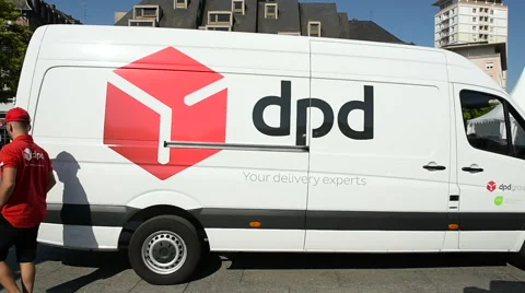 DPD group Postal delivery van in center of the city Stock Footage 64532748