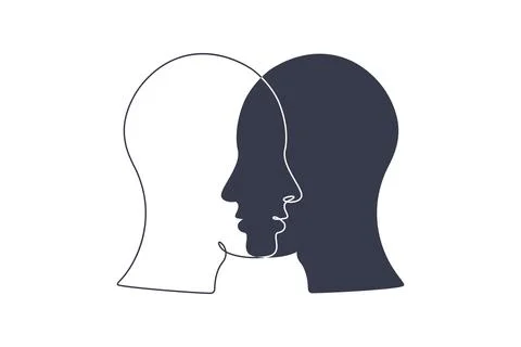 DPD Simple concept. Minimalistic Icon of human head with bipolar disorder or Stock Illustration