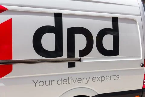 A DPD white courier van parked in east London. Name logo. Stock Photos