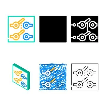 Dpdt electronic device color variants icon vector Stock Illustration