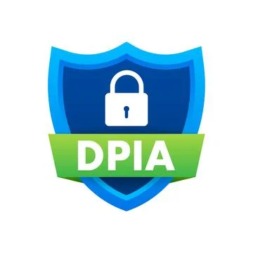 Dpia protecting data with shield and lock symbol イラスト素材