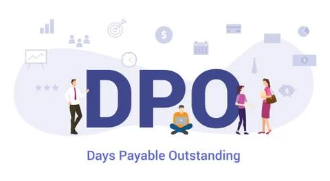 Dpo days payable outstanding concept with big word or text and team people wi Stock Illustration