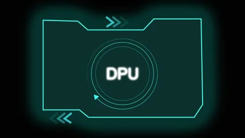 DPU text in futuristic circular display frame. DPU text for digital process.. Stock Footage 337815539