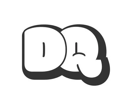 DQ logo, bubble comic lettering, rounded in graffiti style black and white .. Stock Illustration