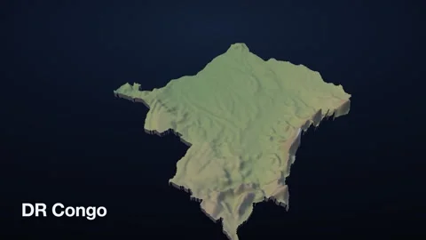 DR Congo 3D elevation relief map Stock Footage 340608578