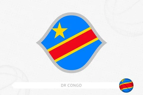 DR Congo flag for basketball competition on gray basketball background. Stock Illustration