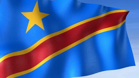 DR Congo Flag - Set of 3 Angles with Masks [3WaveSeries] Stock Footage 103331291
