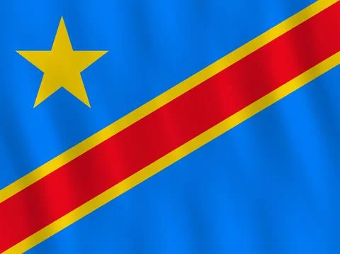 DR Congo flag with waving effect, official proportion. Stock Illustration