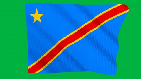 Dr-Congo flag waving in the wind on a green screen 스톡 동영상 343130858