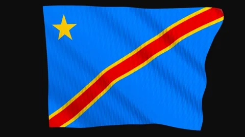 Dr-Congo flag waving in the wind on a black background Video stock 343209082