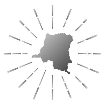 DR Congo gradiented sunburst. Map of the country with colorful star rays. D.. Stock Photos