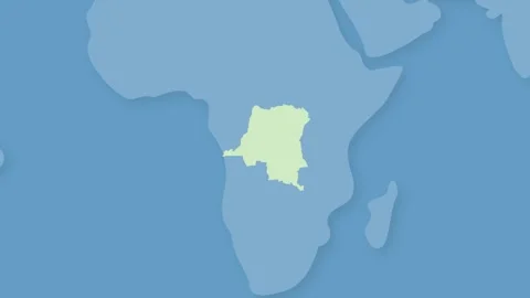 DR Congo Highlighted from World Map Background, Political Geography Illustration Stock Footage 340557469