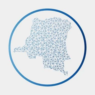 DR Congo icon. Network map of the country. Round DR Congo sign with gradien.. Illustrazione stock