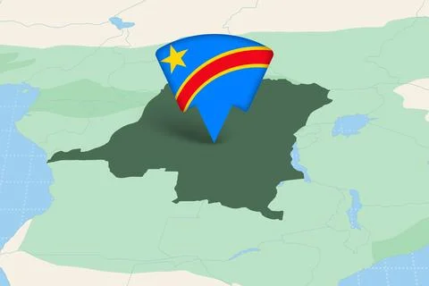 DR Congo Location Highlighted on African Map with Flag Icon. Stock Illustration