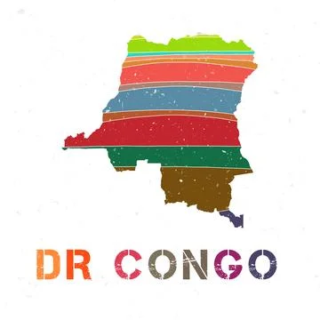 DR Congo map design. Shape of the country with beautiful geometric waves an.. Stock Illustration