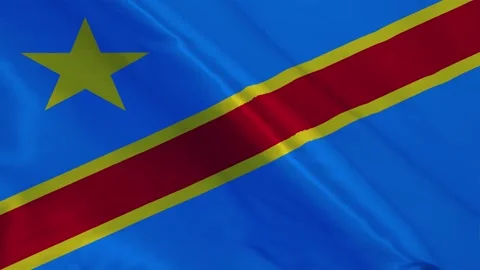 DR Congo National Waving Flag, Motion Animation of DR Congo National Flag Stock Footage 301849192