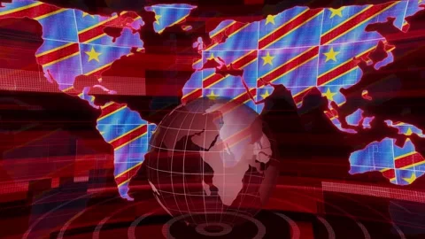 DR Congo news technology earth map animated background Stock Footage 264600698