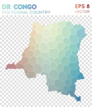 DR Congo polygonal map, mosaic style country. Dramatic low poly style, mode.. Illustrazione stock