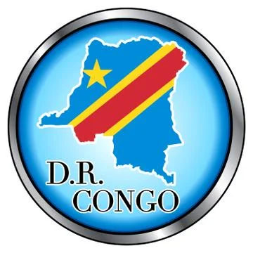 DR Congo Rep Round Button Stock Illustration