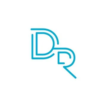 DR linear outline initial letters logo. Simple Logo Design, Blue graphic element Stock Illustration