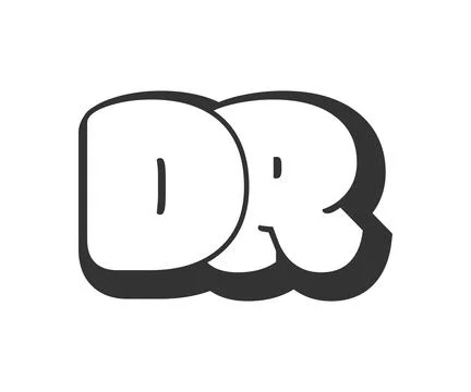 DR logo, bubble comic lettering, rounded in graffiti style black and white .. イラスト素材
