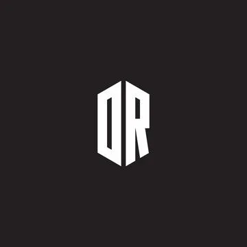 DR Logo monogram with hexagon shape style design template Illustrazione stock