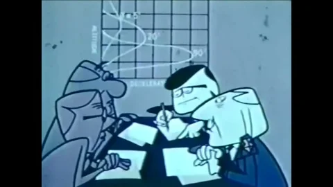 Dr. Peter Parameter and his associates meet with a military officer and the Stock Footage