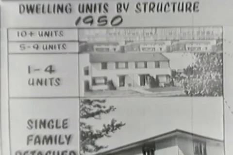 Dr. Philip Hauser explains dwellings units used for living by population - 1960 Stock Footage 107365821