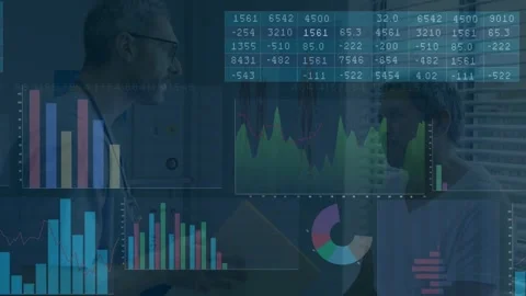 Dr pointing at chart and explaining results, starting medical data panels Stock Footage 335761782