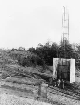 Dr. Robert H. Goddard's tower and shelter at the Army artillery range at Ca.. Stock Photos