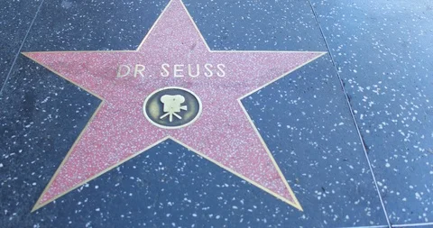 Dr Seus Star on the Walk of Fame Stock Footage