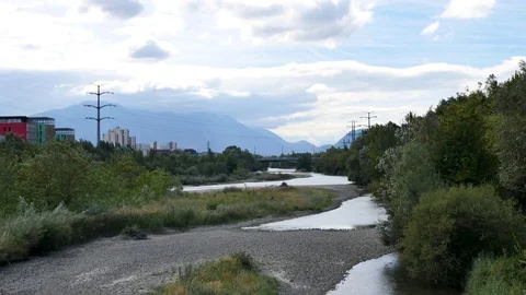 The drac river in Grenoble. Stock Footage 96223821