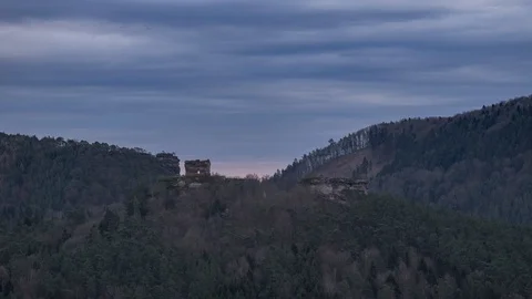 Drachenfels Sunset Stock Footage 128944022