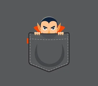 Dracula behind the pocket. Isolated Vector Illustration Stock Illustration