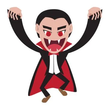 Dracula with cape in flat style, vector character Stock Illustration