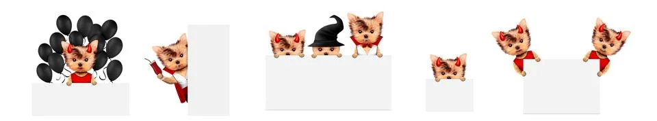 Dracula, devil and witch as cute pet dog. Halloween and Dead day Stock Illustration