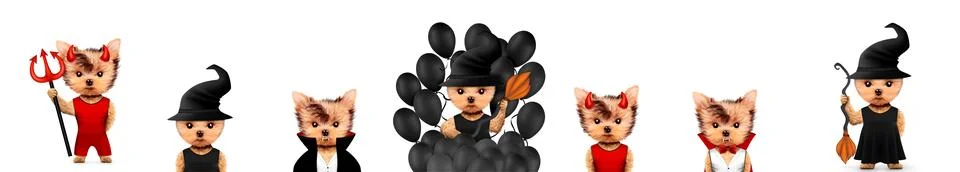 Dracula, devil and witch as cute pet dog. Halloween and Dead day Foto stock